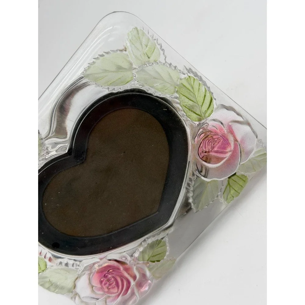 Home Beautiful Rose Pearls Crystal Heart Picture Frame Pink Floral Japan 5x4